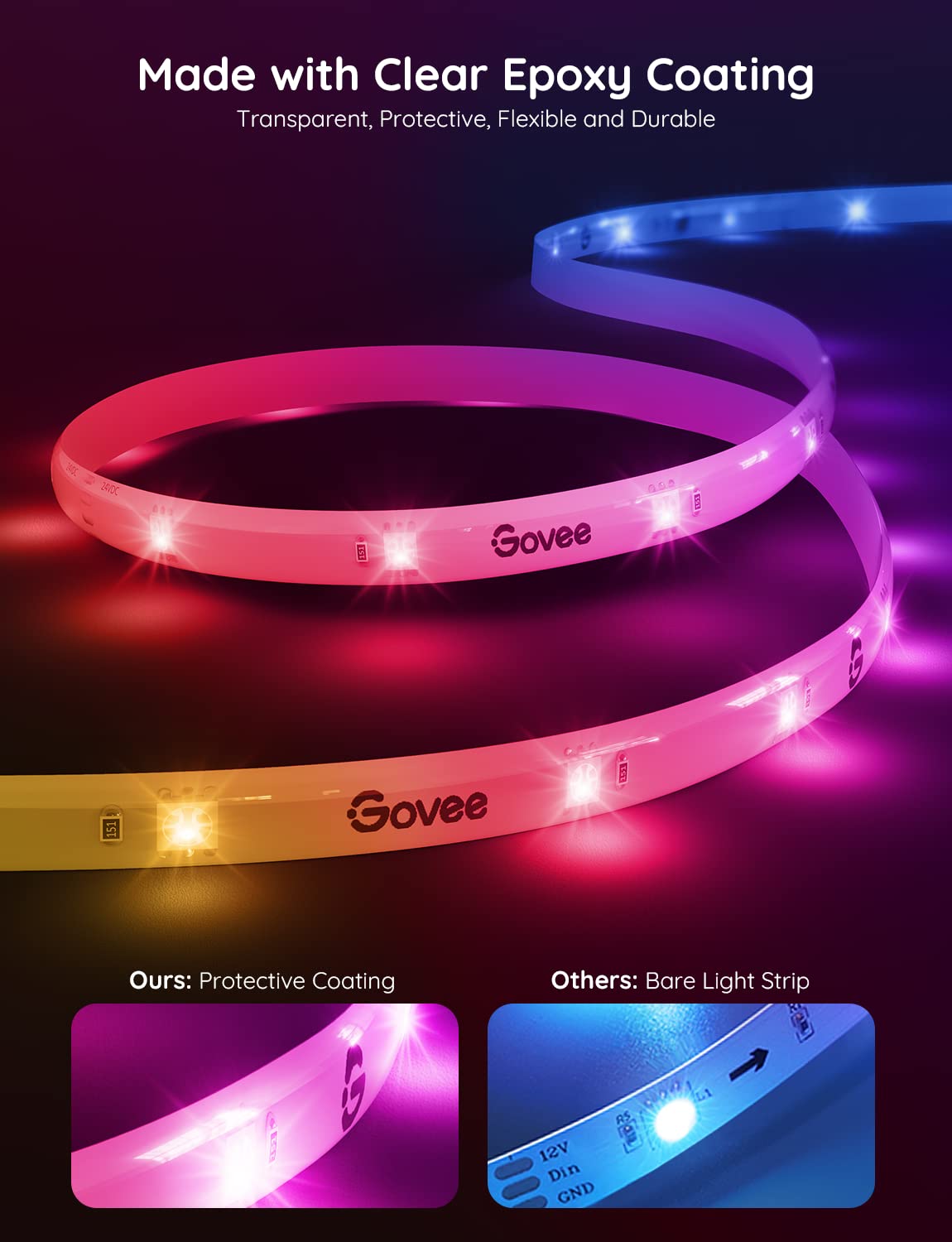 Govee RGBIC Pro LED Strip Lights, 32.8ft Color Changing Smart LED Strips, Works with Alexa and Google, Segmented DIY, Music Sync, WiFi and App Control, LED Lights for Bedroom, Living Room