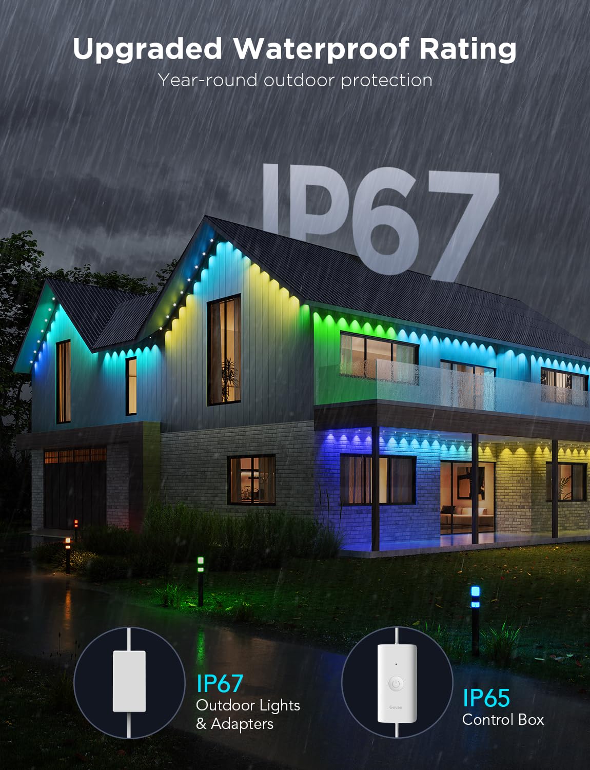 Govee Permanent Outdoor Lights Pro, 100ft with 60 RGBIC LED Lights