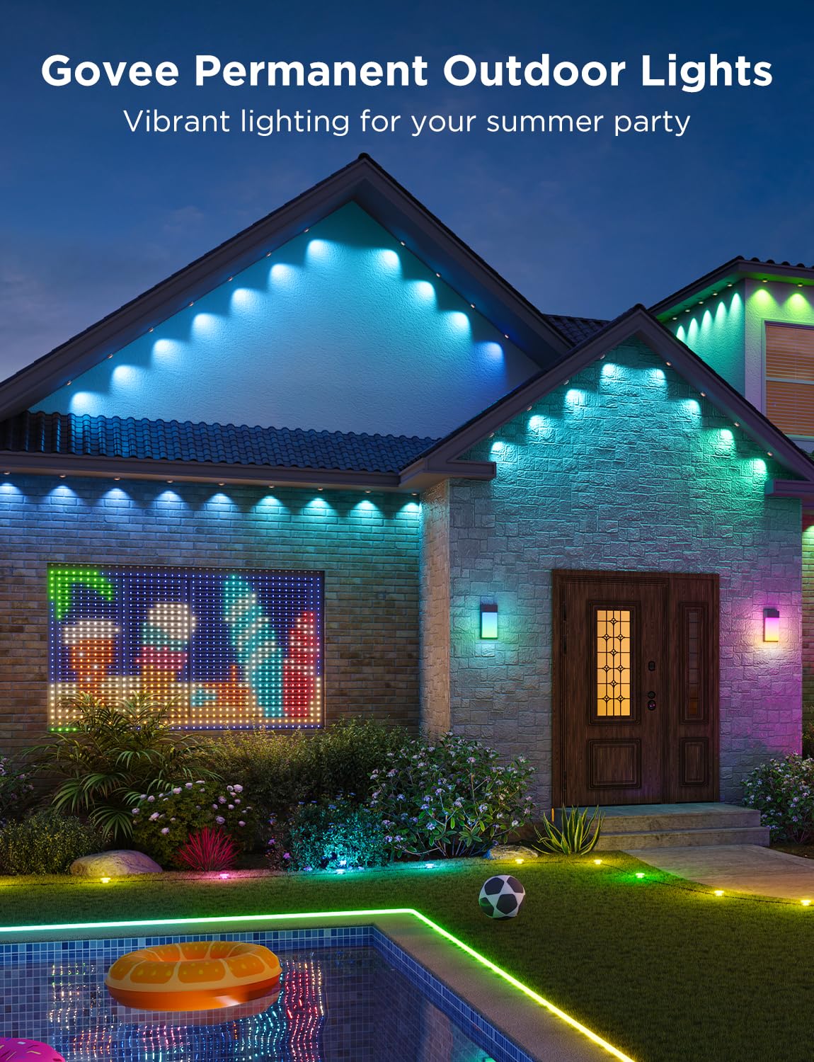 Govee Permanent Outdoor Lights Pro, 100ft with 60 RGBIC LED Lights