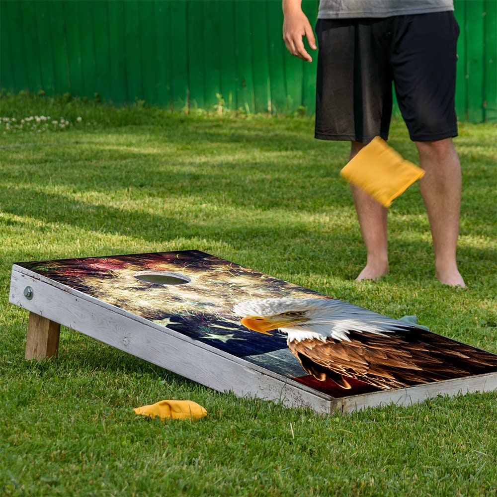 Eagle Flag Fireworks - Cornhole Board Wrap - Set of 2