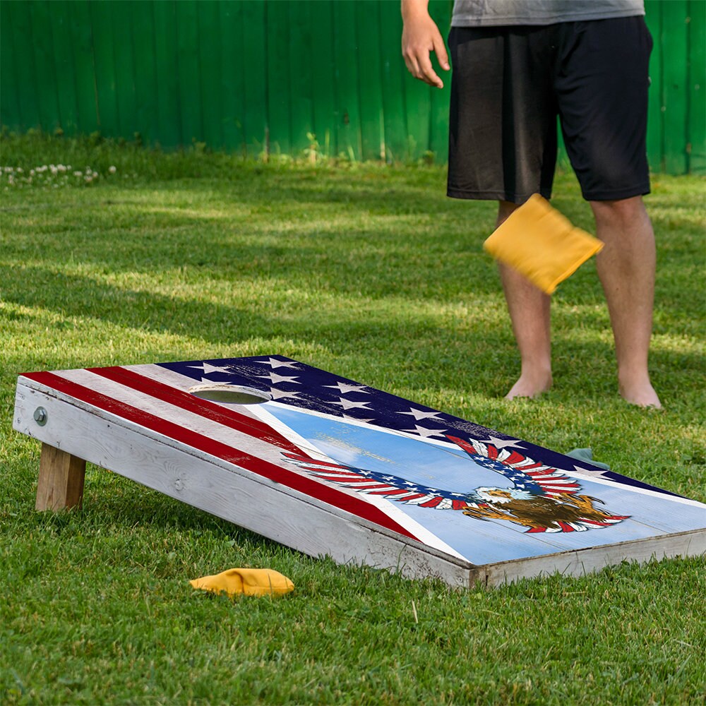 USA American Eagle Flag - Cornhole Board Wrap - Set of 2