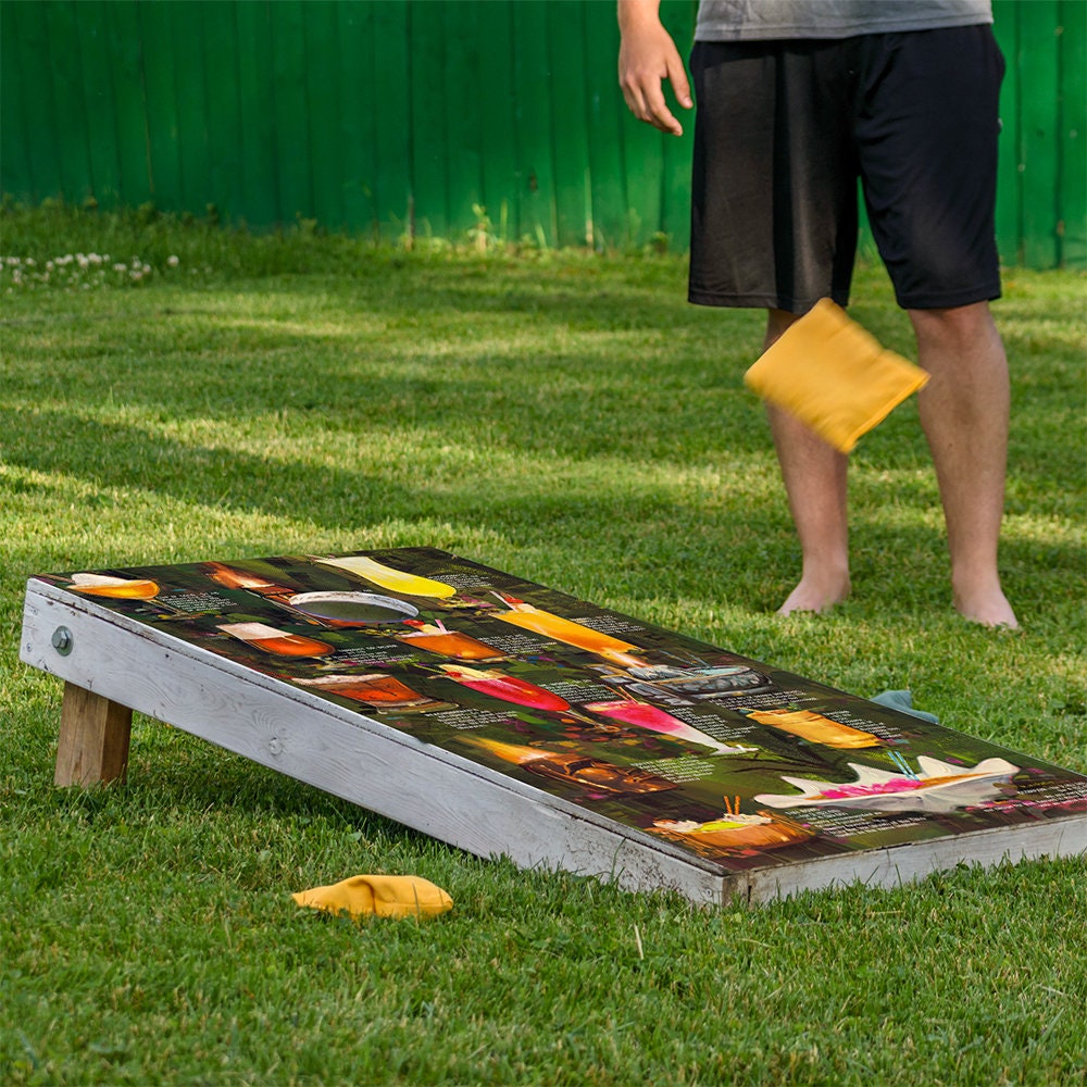 Tiki Drink Menus - Cornhole Board Wrap - Set of 2