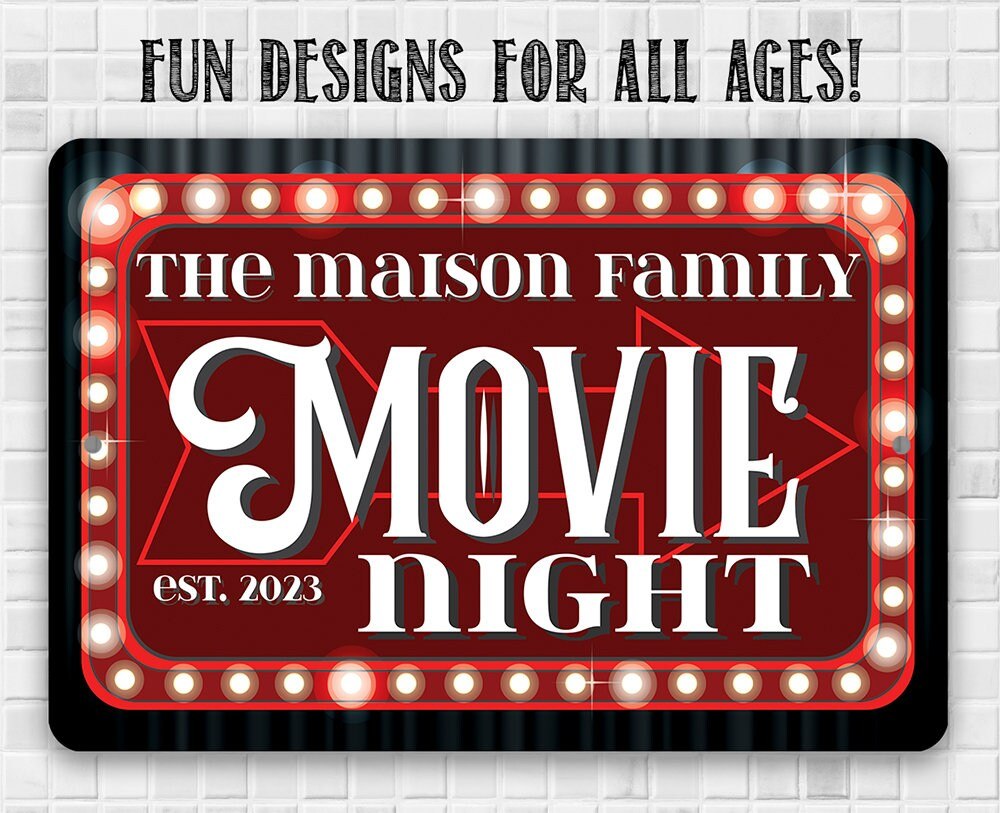 Personalized - Movie Night - Metal Sign