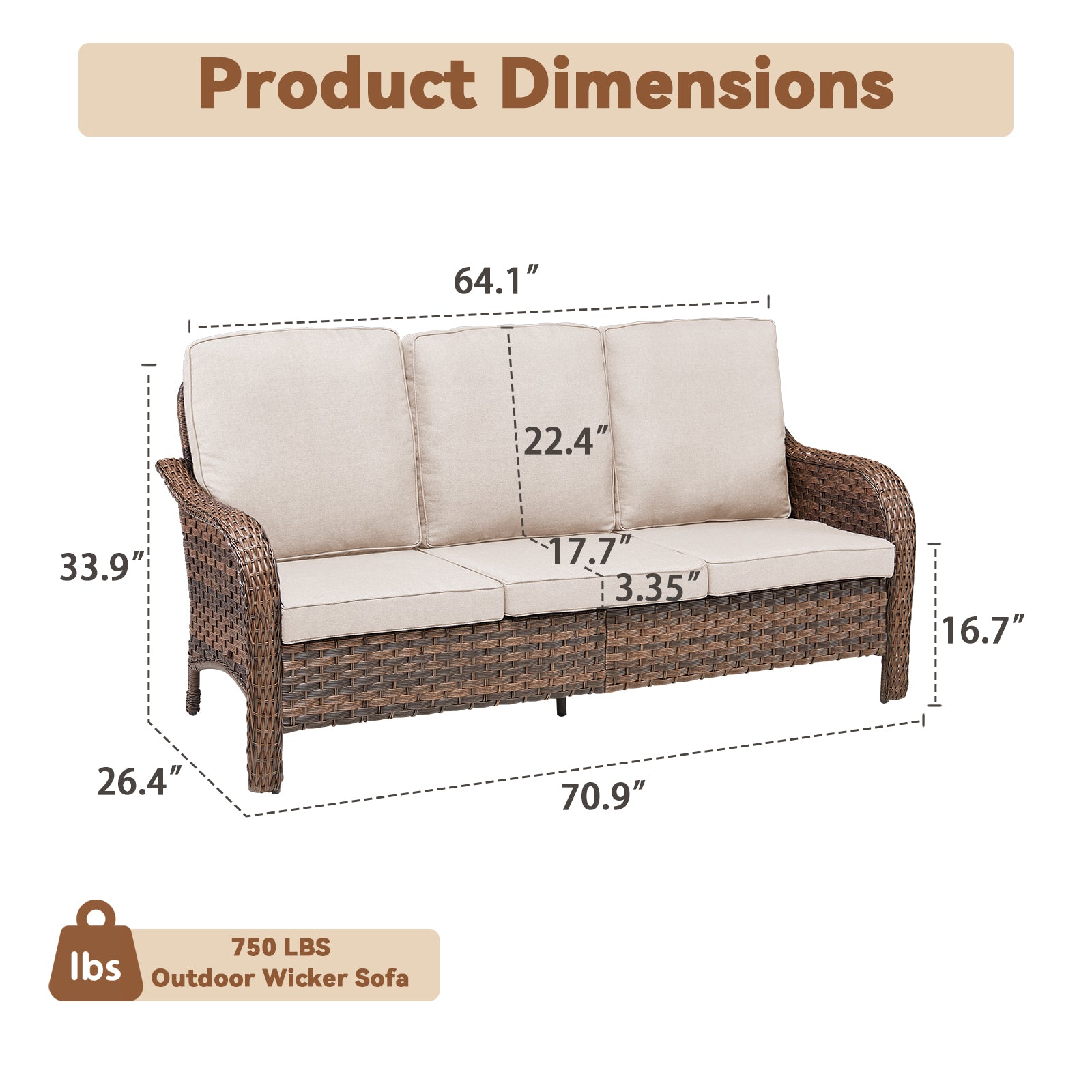 70.9" PE Wicker Rattan Outdoor Furniture Set