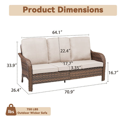 70.9" PE Wicker Rattan Outdoor Furniture Set