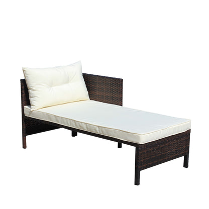 Outdoor Patio Furniture 3-Piece Conversation Set with Wicker Rattan Sectional Sofa