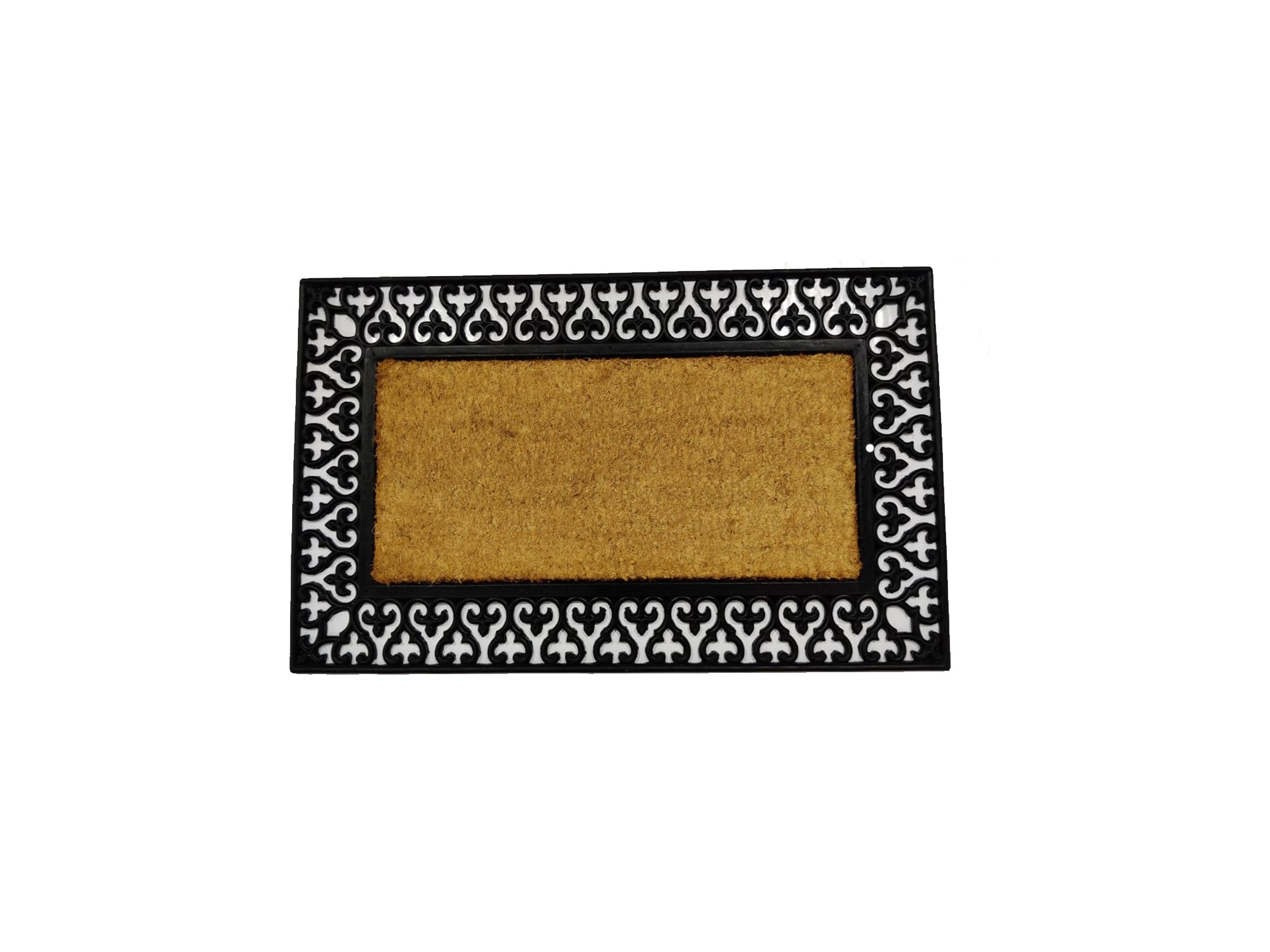 Fleur de Lis Natural Rubber Designer Coir Mat