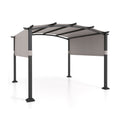 10 x 10 ft Outdoor Pergola Modern Arched Patio Garden Shelter with Retractable Sunshade Canopy