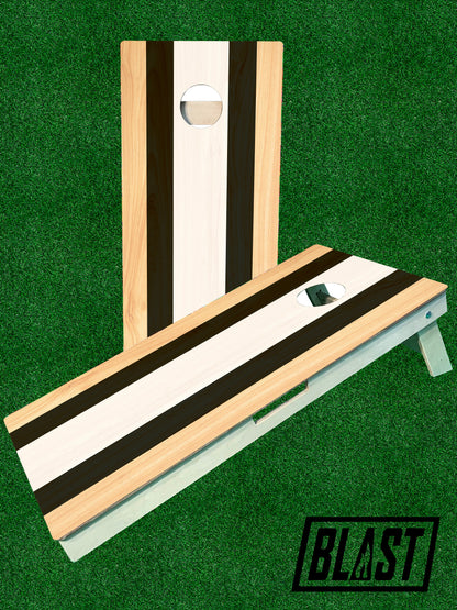 Black & White Striped Cornhole Boards
