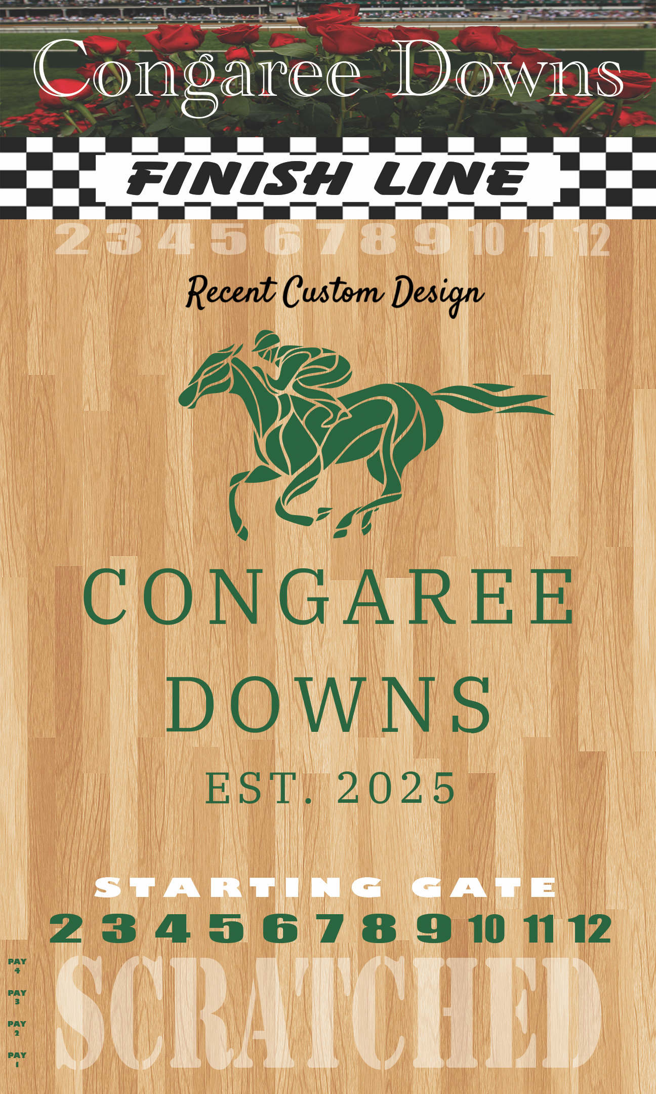 The Horse Race Party Game Brown Striped Track Edition