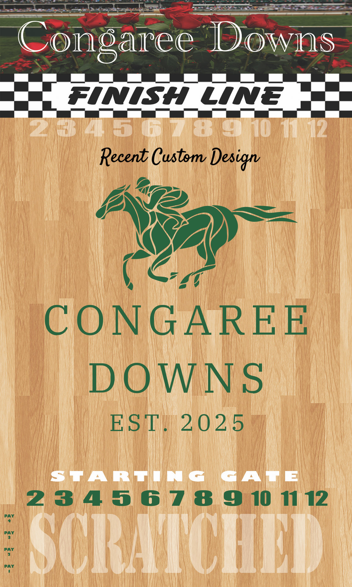 The Horse Race Party Game Brown Striped Track Edition