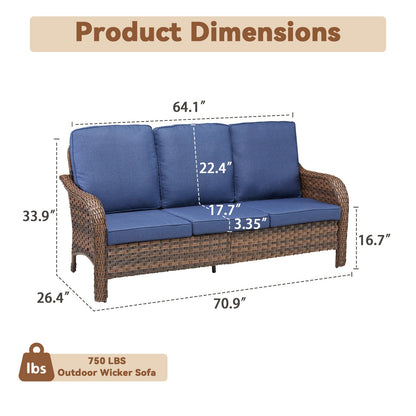 70.9" PE Wicker Rattan Outdoor Furniture Set