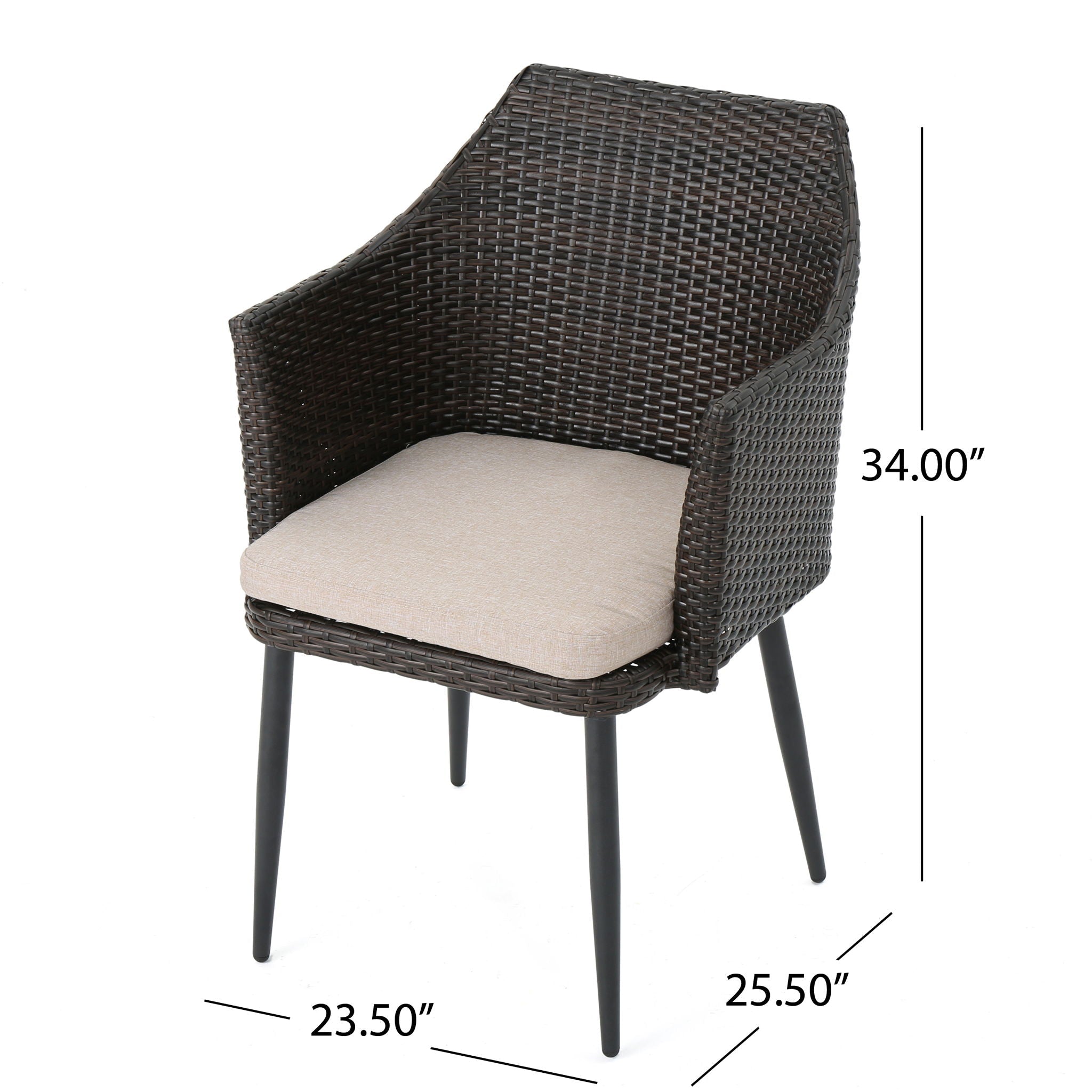 Kenneth 3 Pieces Chat Set Outdoor Furniture - Brown Multi