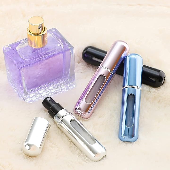 Refillable Cosmetic Spray Bottles Set, 4 Pieces, Travel Size Mini Empty Perfume/Cologne Atomizers