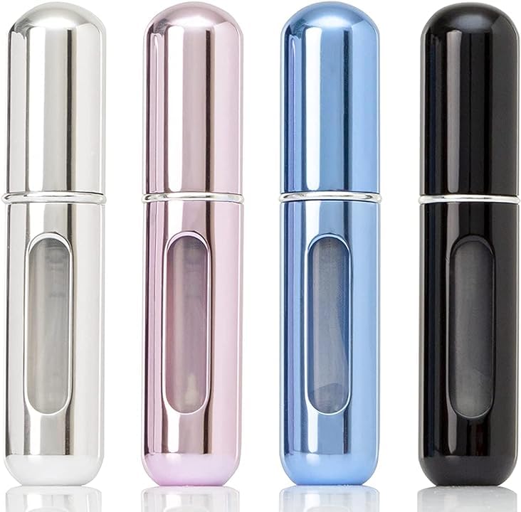 Refillable Cosmetic Spray Bottles Set, 4 Pieces, Travel Size Mini Empty Perfume/Cologne Atomizers