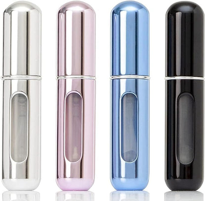 Refillable Cosmetic Spray Bottles Set, 4 Pieces, Travel Size Mini Empty Perfume/Cologne Atomizers