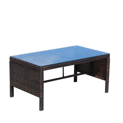 Outdoor Patio Furniture 3-Piece Conversation Set with Wicker Rattan Sectional Sofa