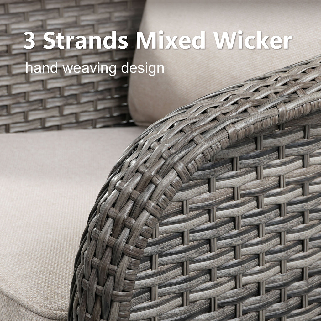 73.6" PE Wicker Rattan Outdoor Furniture Set - 3 Seat Sofa