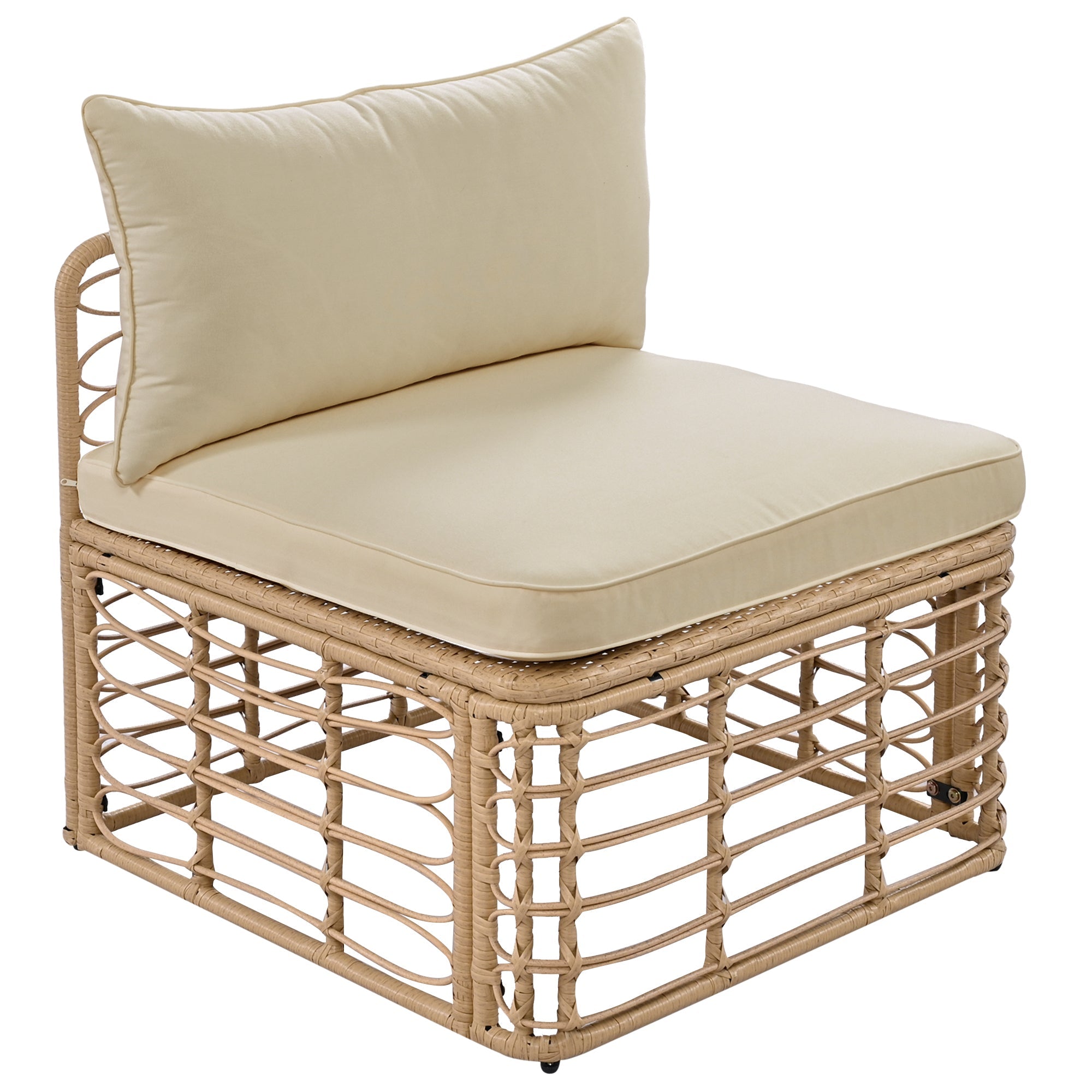7 Pieces Outdoor Patio Furniture, All-Weather Rattan Sectional Sofa Set with Thick Cushions and Pillows, Freely Combined Conversation Sets for Garden, Backyard, Balcony, Brown