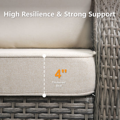 73.6" PE Wicker Rattan Outdoor Furniture Set - 3 Seat Sofa