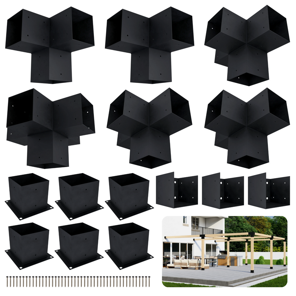 DIY Pergola Bracket Kit for an Attached Pergola Frame - Any Size Up to 24' x 24'