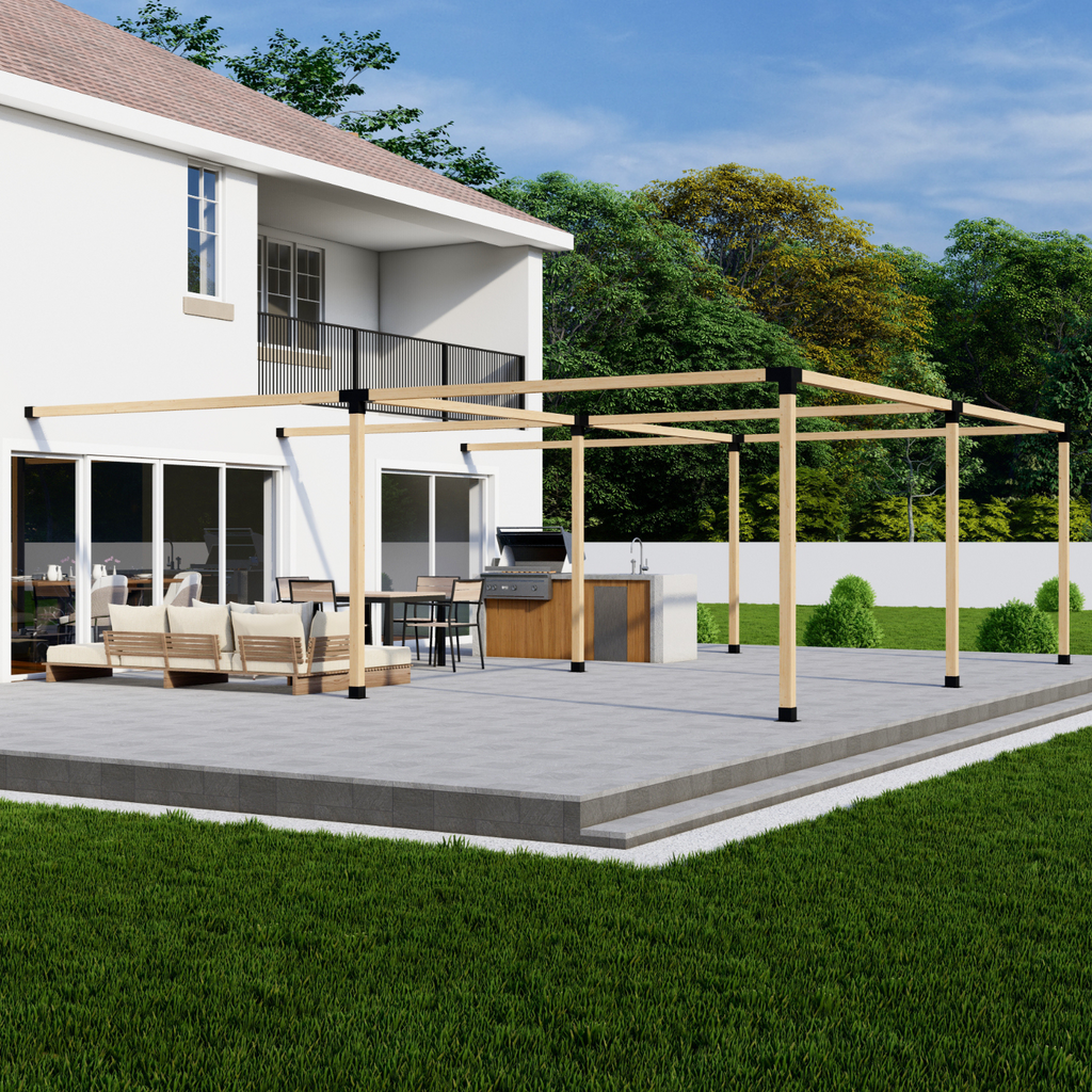 DIY Pergola Bracket Kit for an Attached Pergola Frame - Any Size Up to 24' x 24'