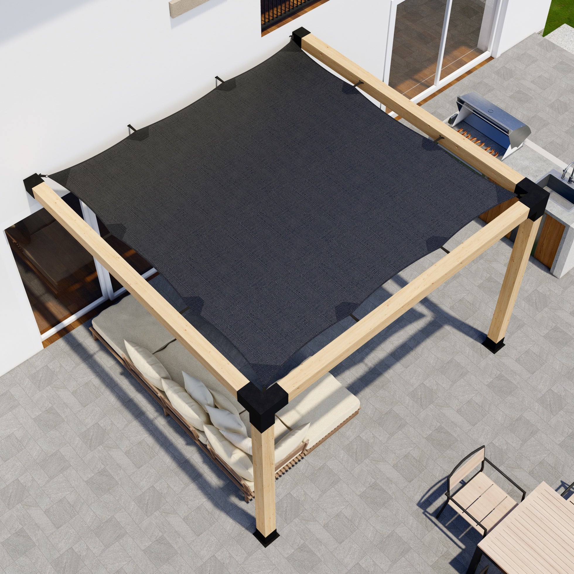DIY Pergola Kit for an Attached Pergola With Canopy - Any Size Up to 12' x 12'