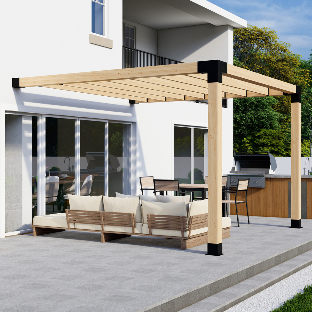 DIY Pergola Bracket Kit for an Attached Pergola With Slatted Roof - Any Size Up to 12' x 12'