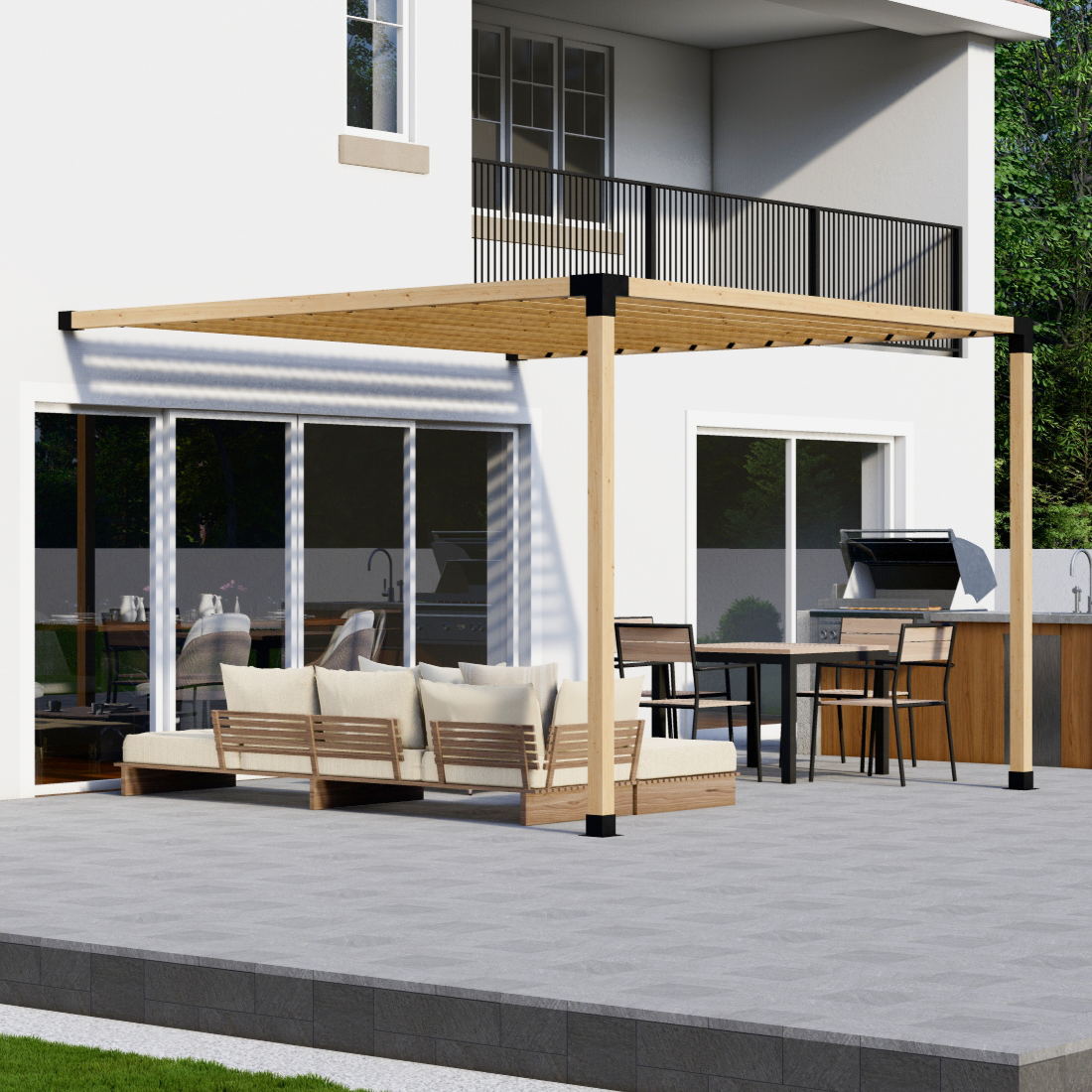 DIY Pergola Bracket Kit for an Attached Pergola With Slatted Roof - Any Size Up to 12' x 12'