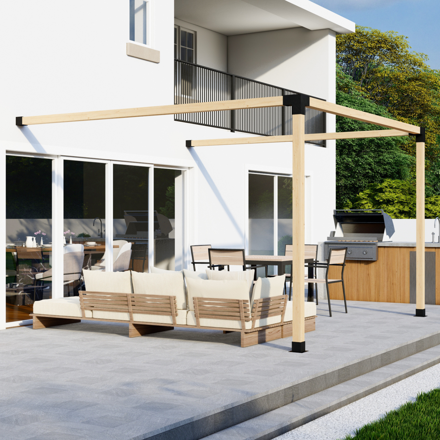 DIY Pergola Bracket Kit for an Attached Pergola Frame - Any Size Up to 12' x 12'