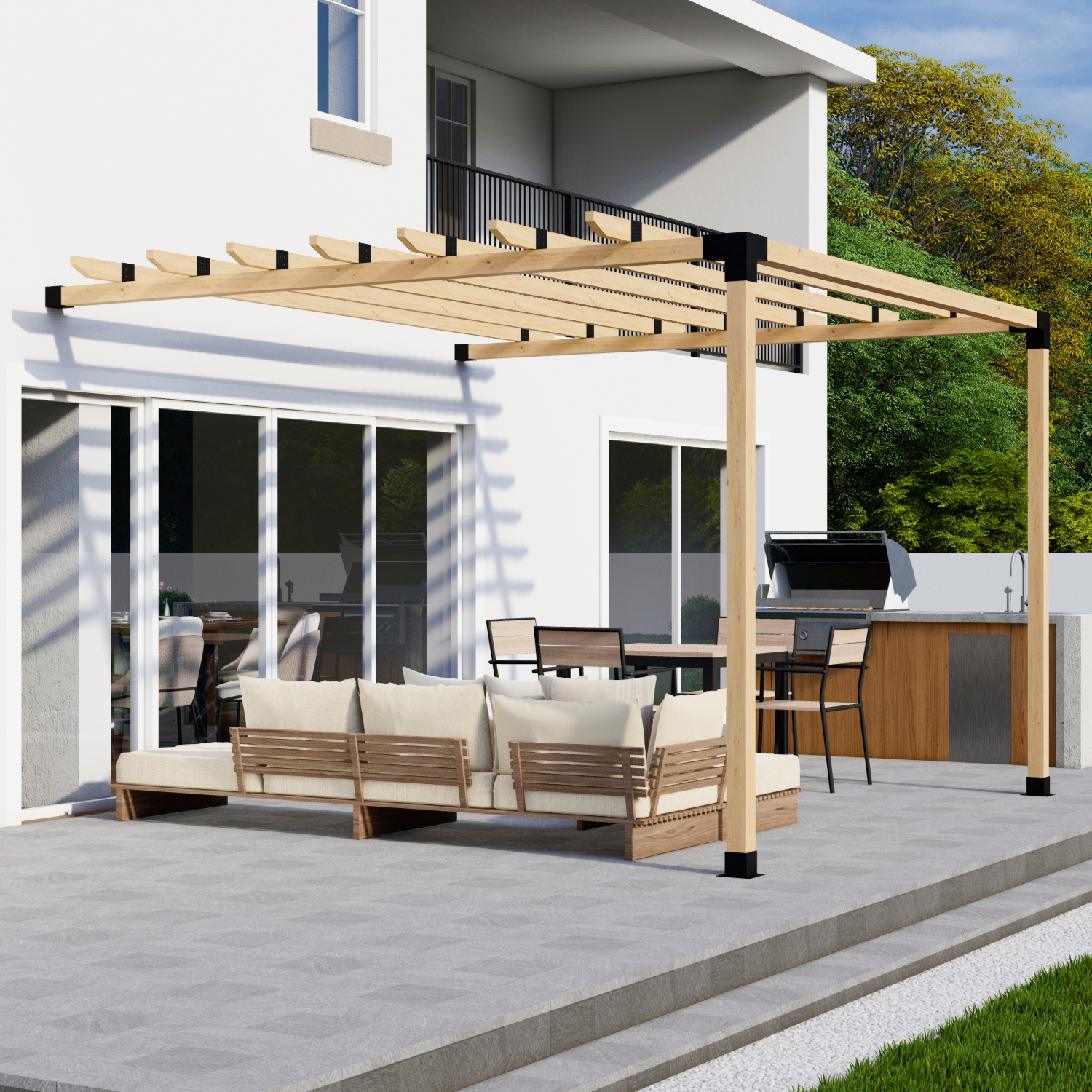 DIY Pergola Bracket Kit for an Attached Pergola With Roof Rafters - Any Size Up to 12' x 12'