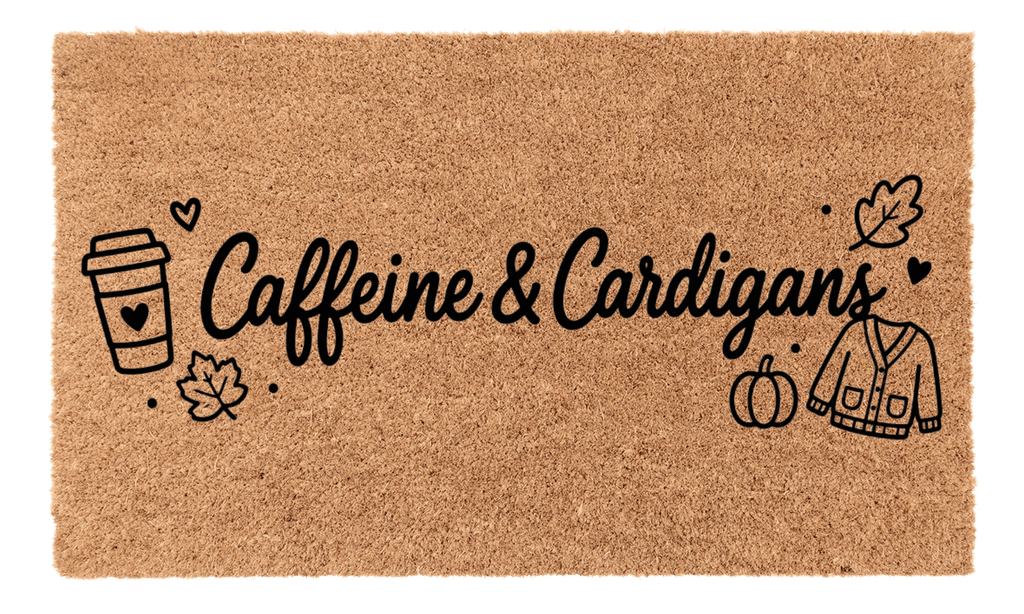 Caffeine and Cardigans Coir Mat
