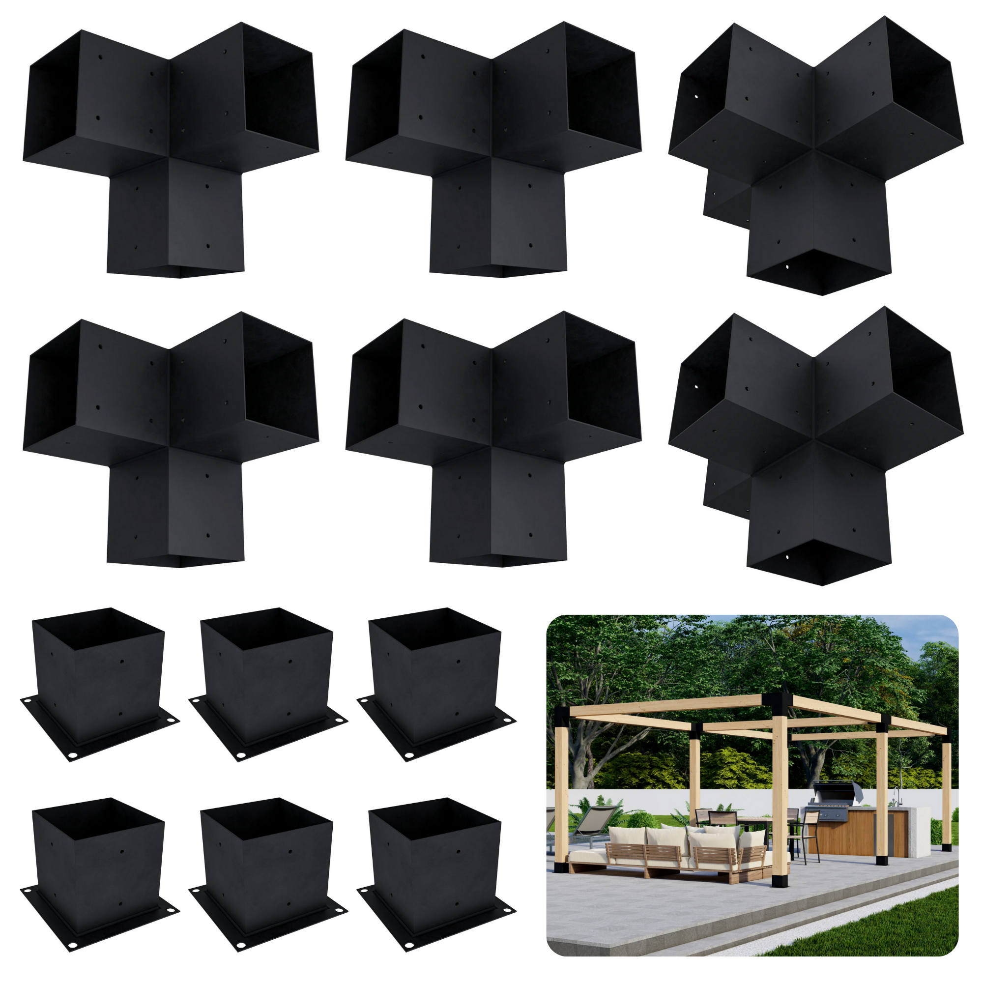 DIY Pergola Bracket Kit for a Freestanding Pergola Frame - Any Size Up to 24' x 12'