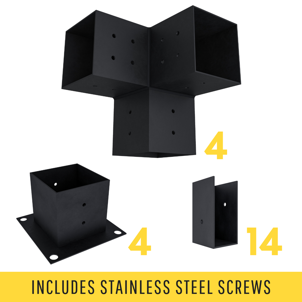 DIY Pergola Bracket Kit for a Freestanding Pergola With Slatted Roof - Any Size Up to 12' x 12'