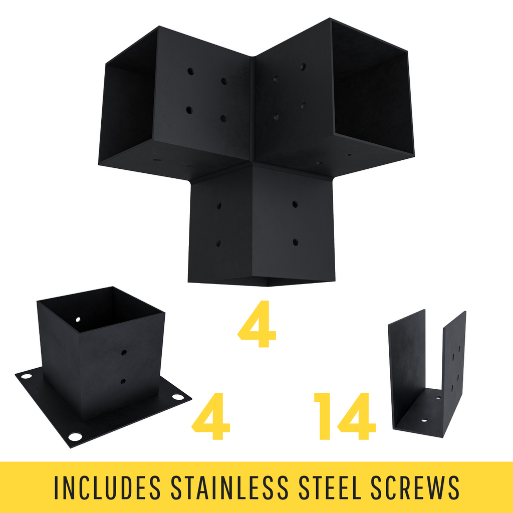 DIY Pergola Bracket Kit for a Freestanding Pergola With Roof Rafters - Any Size Up to 12' x 12'