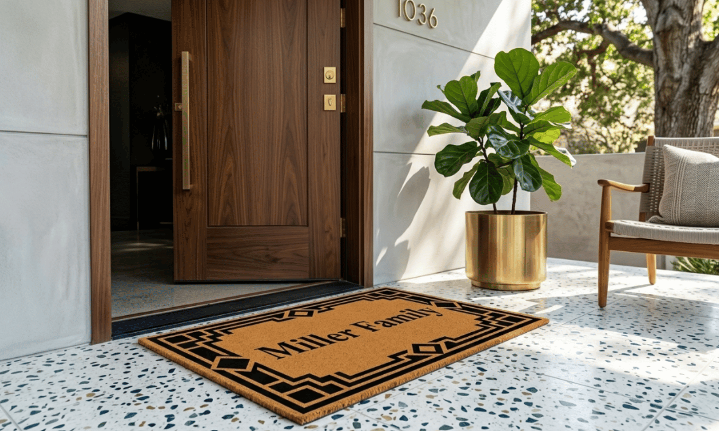 Geometric Border Personalized Coir Mat