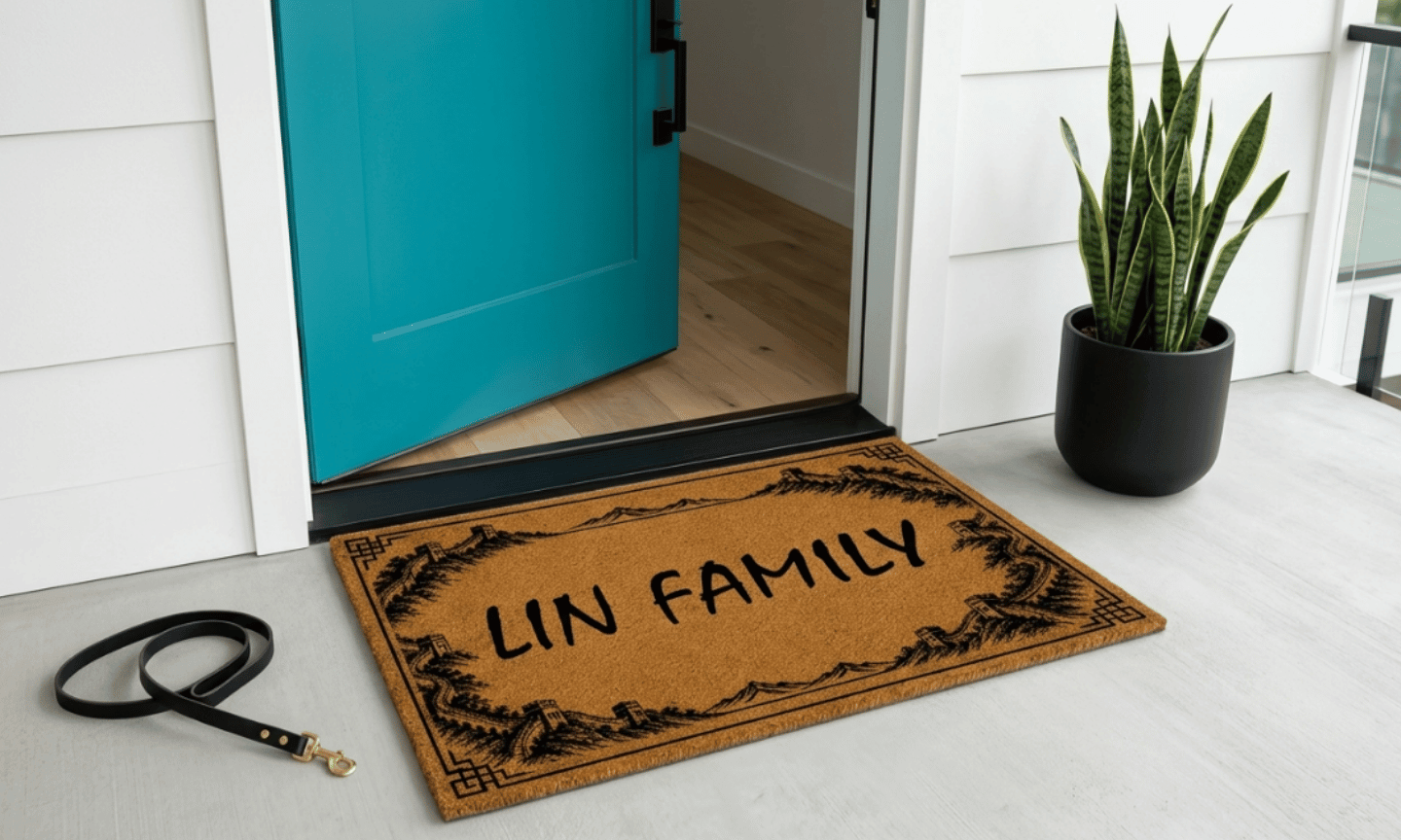Geometric Border Personalized Coir Mat