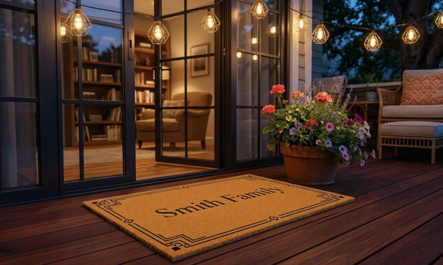 Modern Luxe Border Personalized Coir Mat