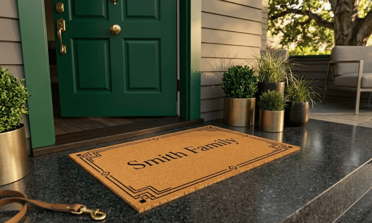 Modern Luxe Border Personalized Coir Mat