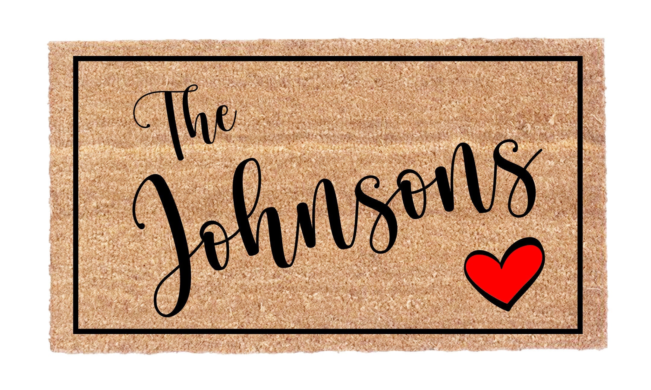 Personalized Family Name Heart Doormat