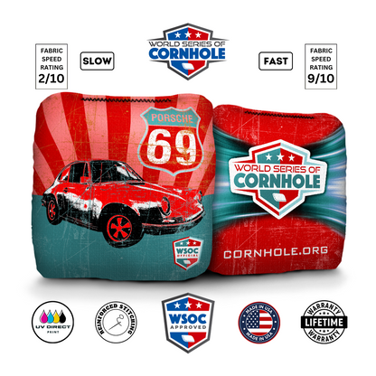 1969 Porsche Red - 6 Inch WSOC Official Pro Cornhole Bags