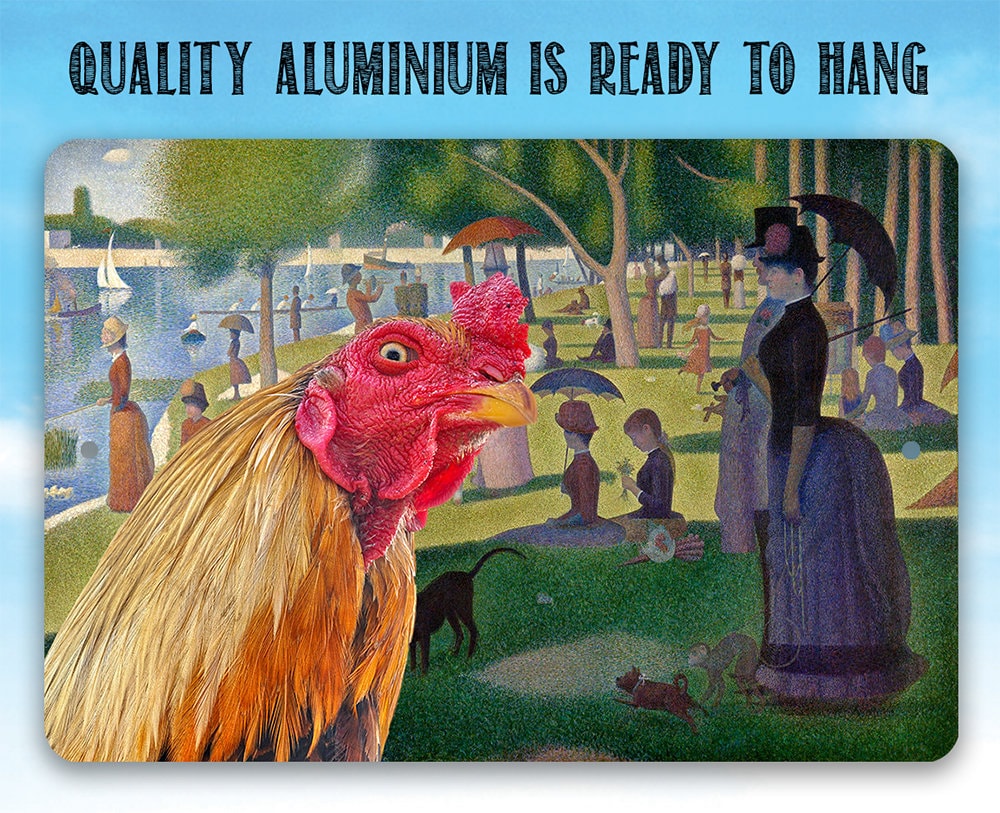A Sunday Afternoon on the Island of La Grande Painting - Interrupted Rooster - Metal Sign