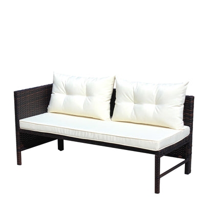 Outdoor Patio Furniture 3-Piece Conversation Set with Wicker Rattan Sectional Sofa