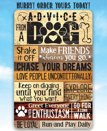 Advice From A Dog - Metal Sign