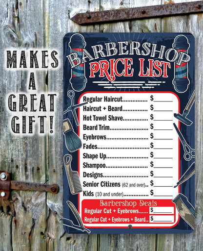 Barbershop Price List - Metal Sign