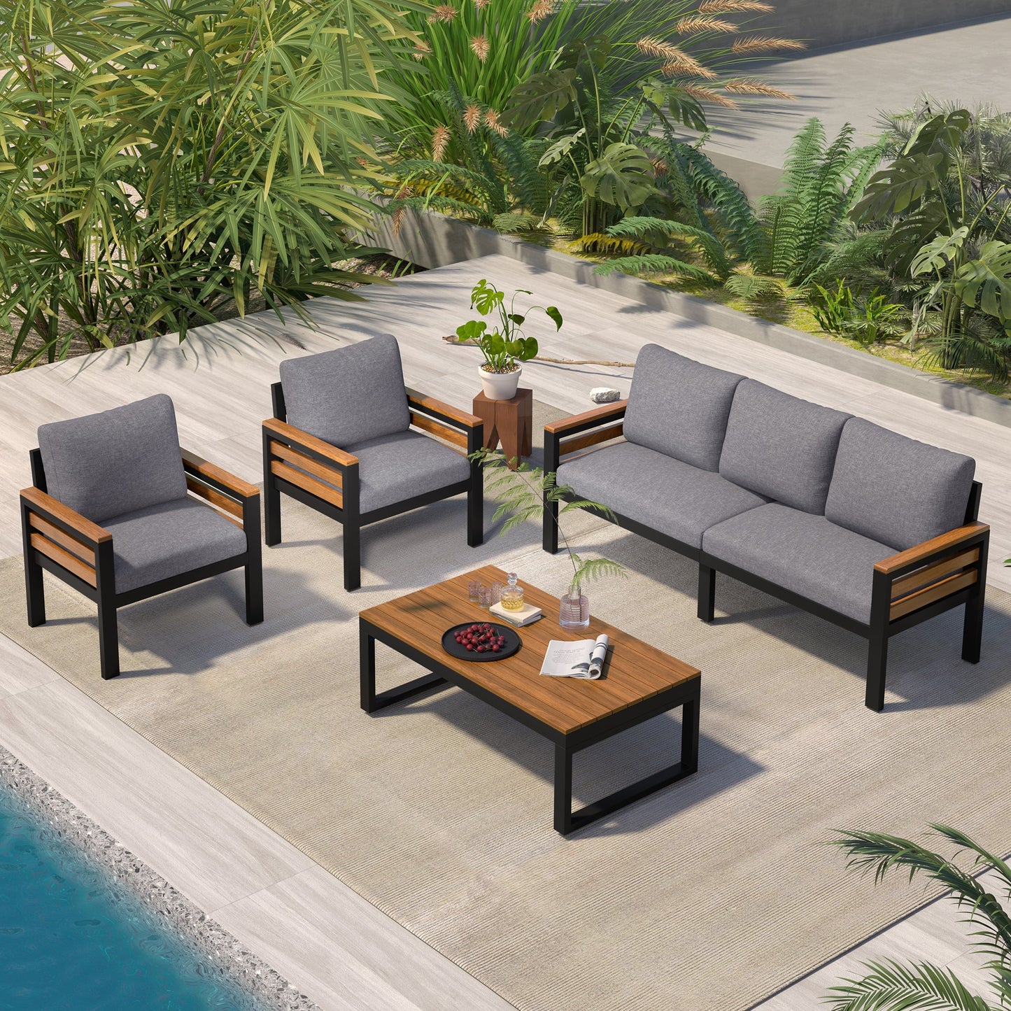 GO 4-Piece Outdoor Furniture Sofa Set for 5 People