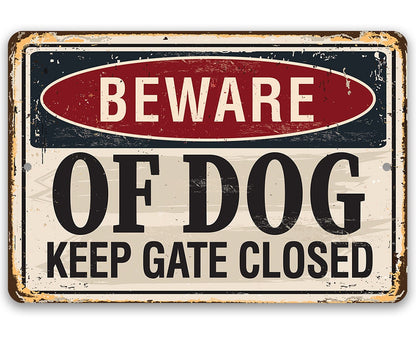 Beware of Dog Keep Gate Closed - Metal Sign
