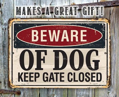 Beware of Dog Keep Gate Closed - Metal Sign