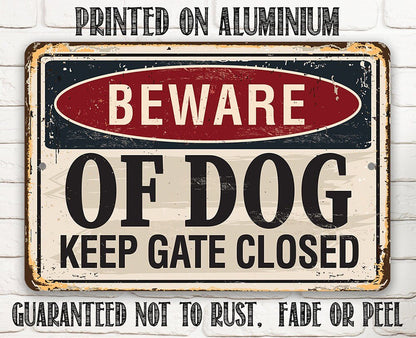 Beware of Dog Keep Gate Closed - Metal Sign