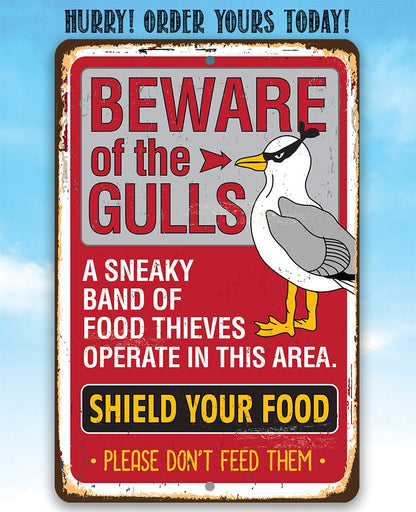 Beware of the Gulls - Metal Sign